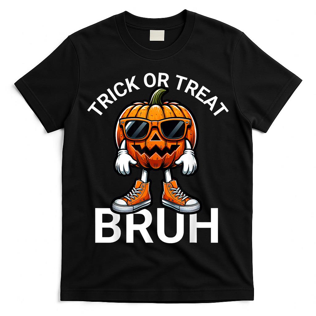 Funny Halloween Bruh Pumpkin Boys Kids Trick Or Treating T-Shirt