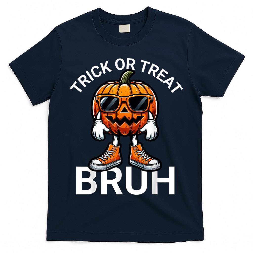 Funny Halloween Bruh Pumpkin Boys Kids Trick Or Treating T-Shirt