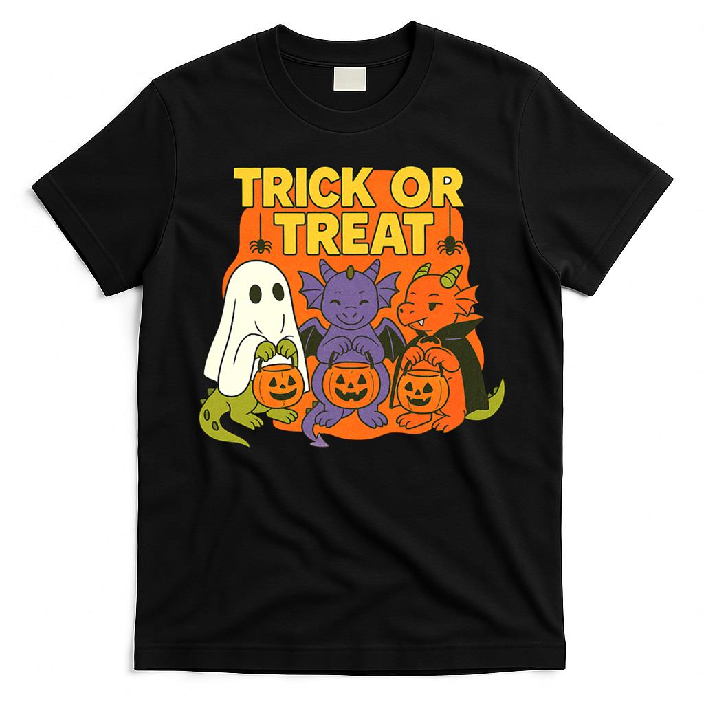 Cute Trick or Treat Dragons Halloween Fantasy Magic Design Oversized T-Shirt