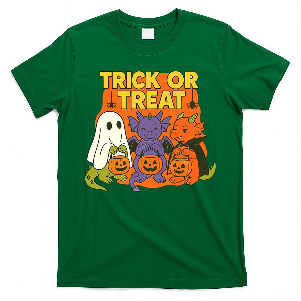 Cute Trick or Treat Dragons Halloween Fantasy Magic Design Oversized T-Shirt