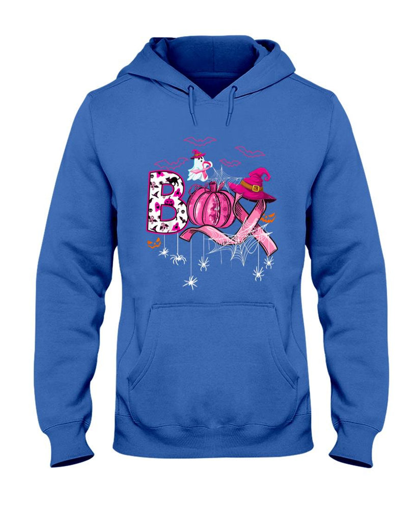 Boo Halloween Pumpkin Pink Ribbon Witch Breast Cancer T-Shirt