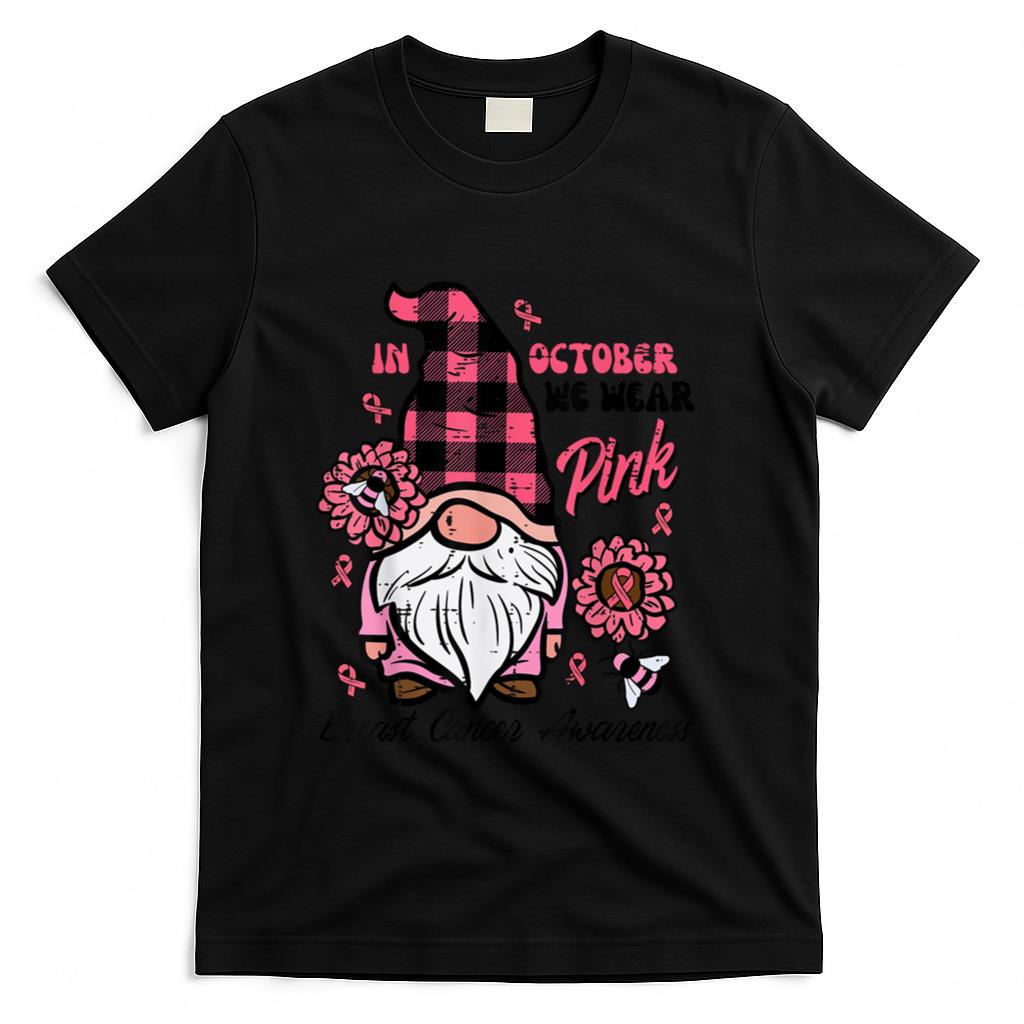 Breast Cancer Aware Gnome October We Wear Pink Women Kid Men T-Shirt