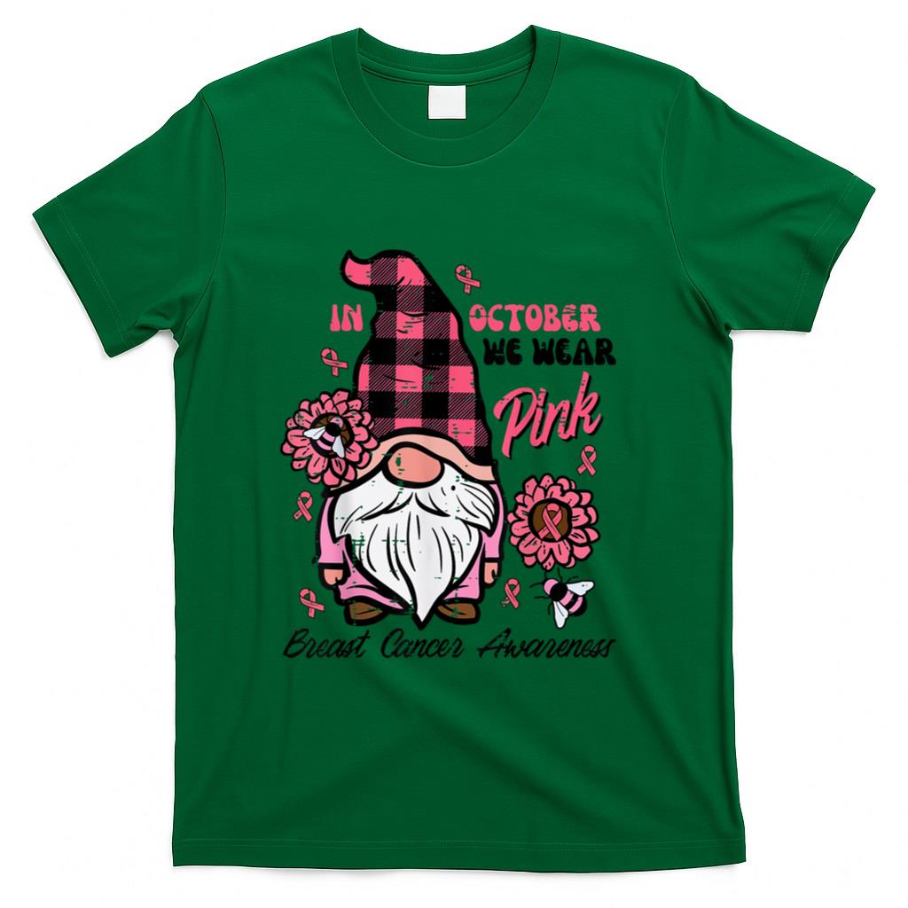 Breast Cancer Aware Gnome October We Wear Pink Women Kid Men T-Shirt