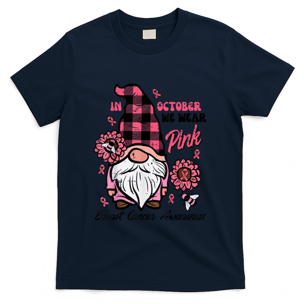 Breast Cancer Aware Gnome October We Wear Pink Women Kid Men T-Shirt