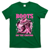 Boots On The Ground Cowgirl Western Breast Cancer Awareness T-Shirt