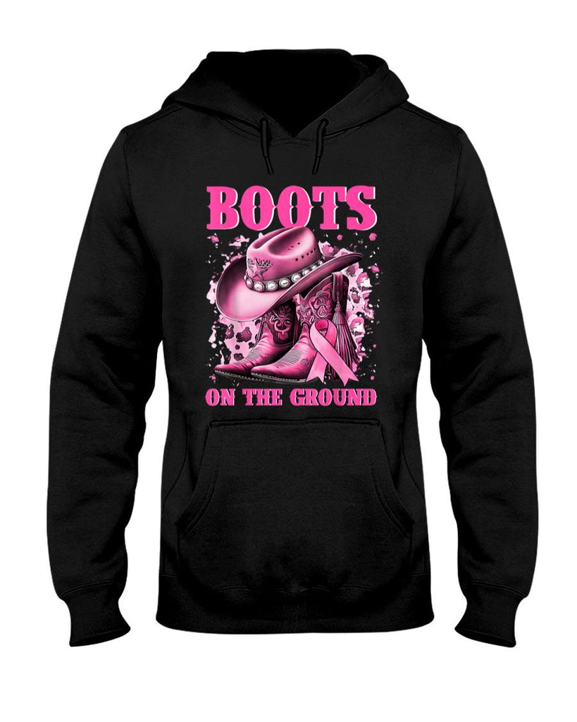 Boots On The Ground Cowgirl Western Breast Cancer Awareness T-Shirt