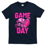 Leopard Game Day Pink American Football Tackle Breast Cancer T-Shirt