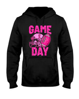 Leopard Game Day Pink American Football Tackle Breast Cancer T-Shirt