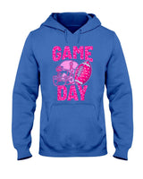 Leopard Game Day Pink American Football Tackle Breast Cancer T-Shirt