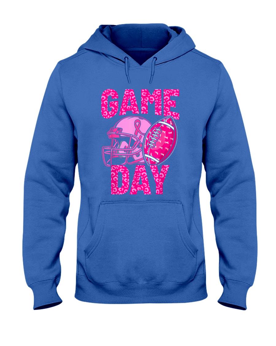 Leopard Game Day Pink American Football Tackle Breast Cancer T-Shirt