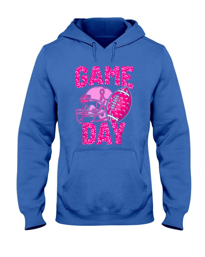 Leopard Game Day Pink American Football Tackle Breast Cancer T-Shirt