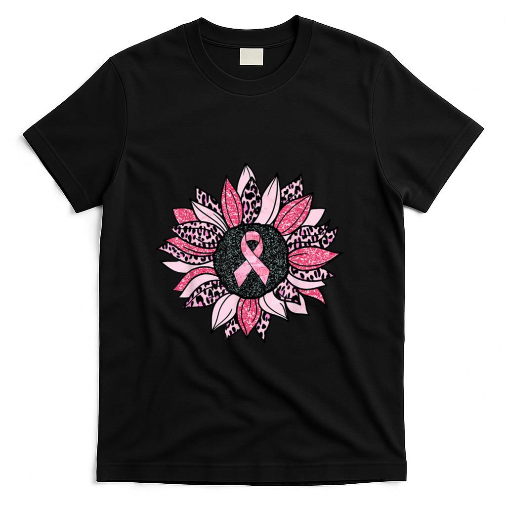 Sunflower Pink Breast Cancer Awareness Women Warrior T-Shirt