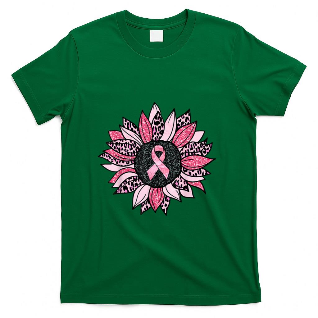 Sunflower Pink Breast Cancer Awareness Women Warrior T-Shirt