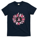 Sunflower Pink Breast Cancer Awareness Women Warrior T-Shirt