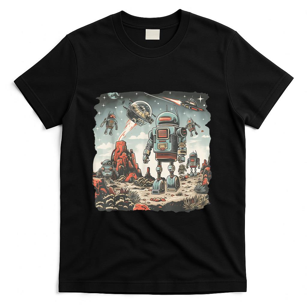 Retro Nostalgia - Futuristic Nostalgia Retro Robots in a New Era T-Shirt