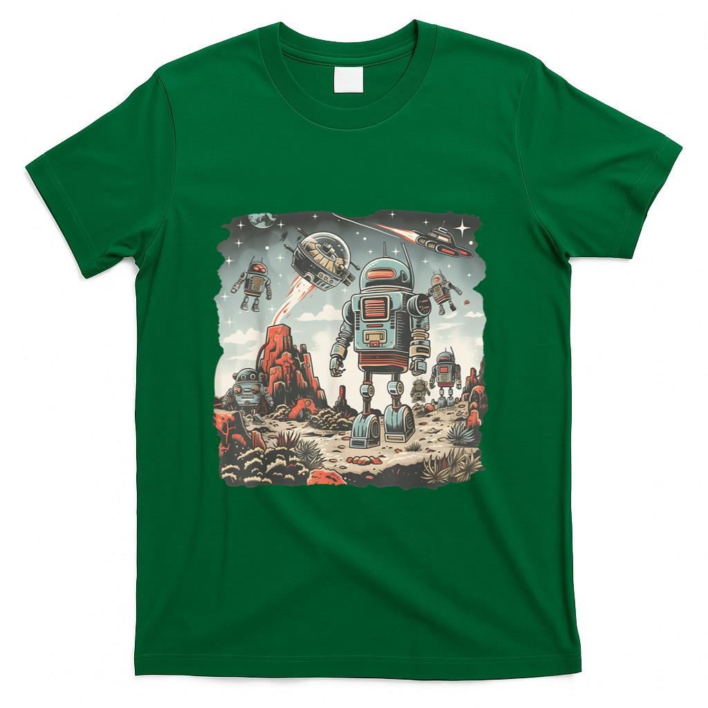 Retro Nostalgia - Futuristic Nostalgia Retro Robots in a New Era T-Shirt