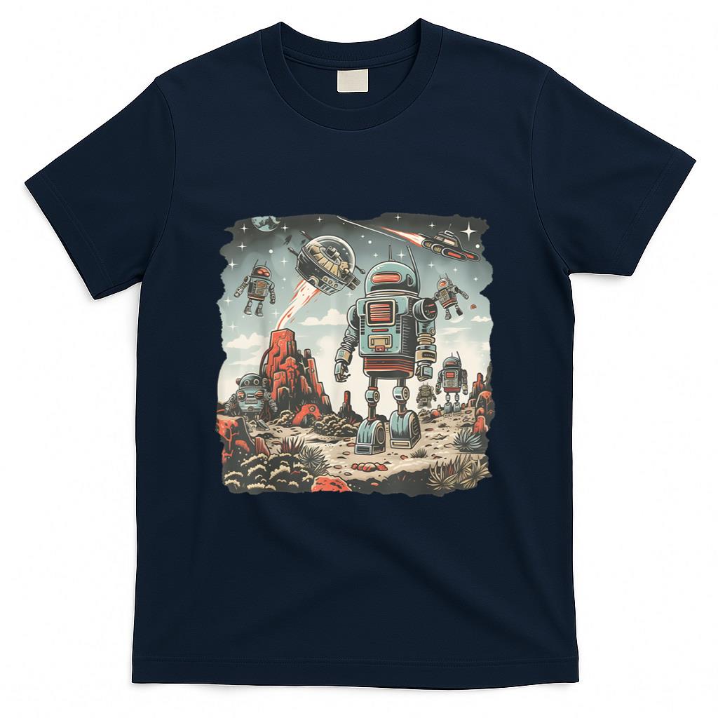 Retro Nostalgia - Futuristic Nostalgia Retro Robots in a New Era T-Shirt