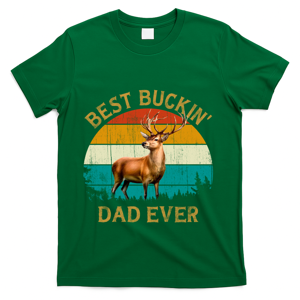 Vintage Retro Style Whitetailed Deer Best Buckin Dad Ever Great Gift T-Shirt