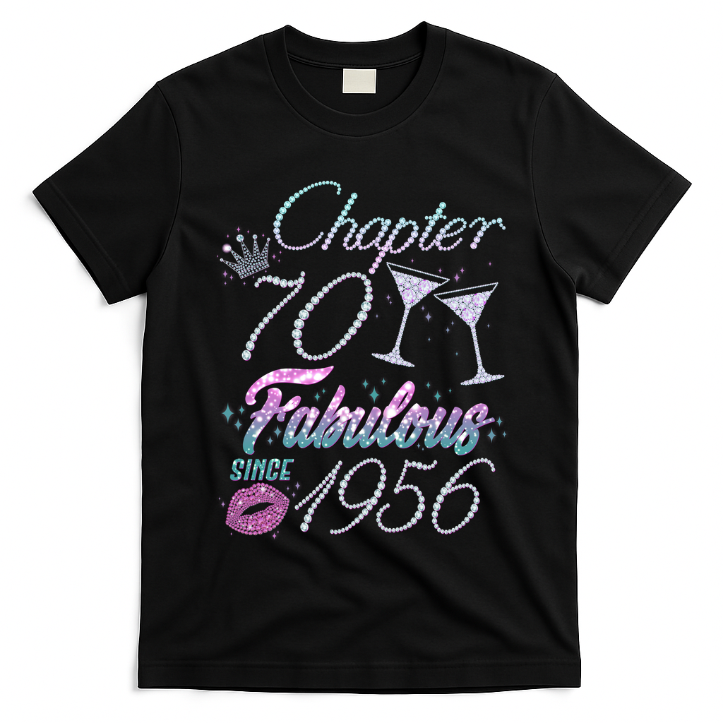 70th Birthday Chapter 70 Fabulous Since 1956 Rhinestones Diamonds T-Shirt