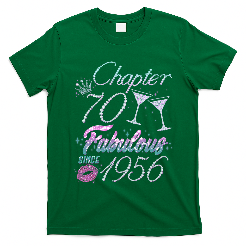 70th Birthday Chapter 70 Fabulous Since 1956 Rhinestones Diamonds T-Shirt