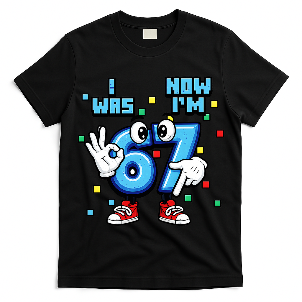 7th Birthday I Was 6 Now Im 7 Hands Cute 67 Meme T-Shirt