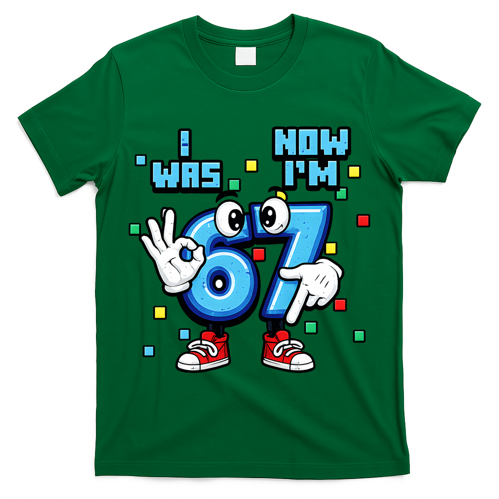 7th Birthday I Was 6 Now Im 7 Hands Cute 67 Meme T-Shirt