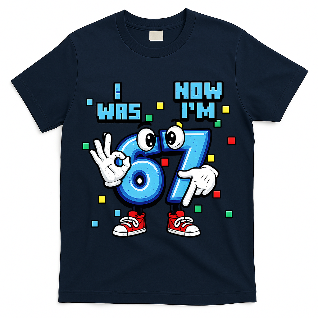 7th Birthday I Was 6 Now Im 7 Hands Cute 67 Meme T-Shirt