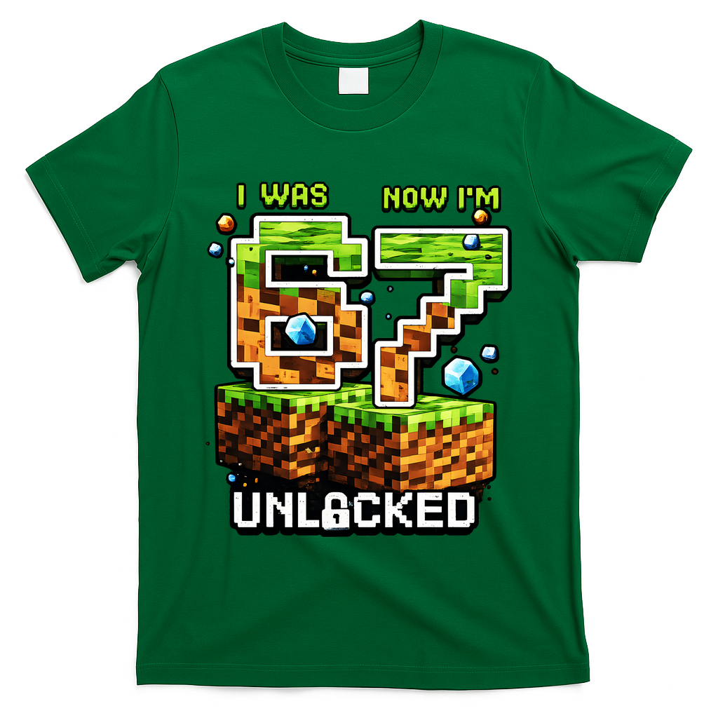 7th Birthday I Was 6 Now Im 7 Unlocked 67 Meme T-Shirt