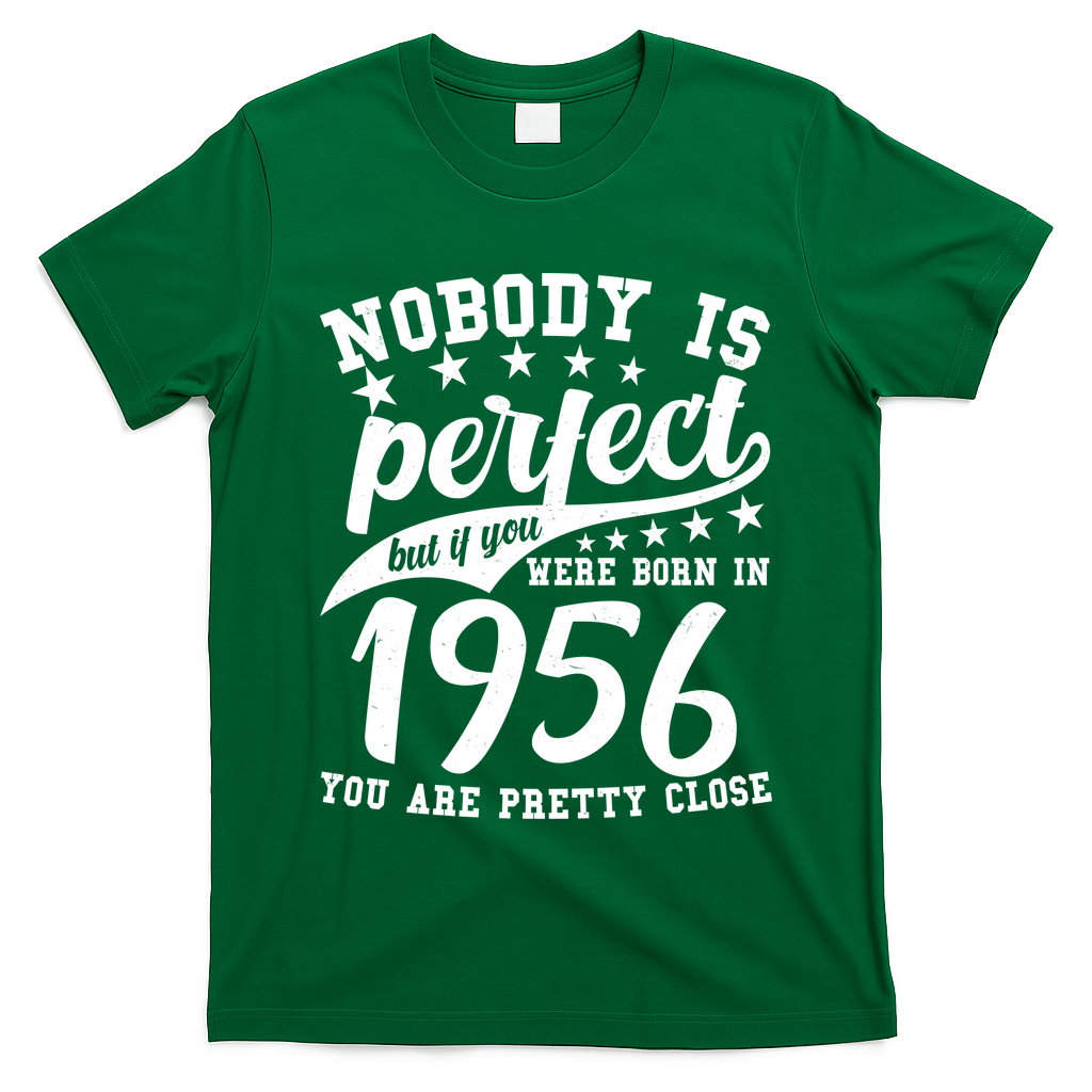 70th Birthday Nobody Is Perfect Born In 1956 You Are Pretty Close  T-Shirt