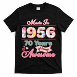 70th Birthday Pink Floral Made In 1956 Years Of Being Awesome T-Shirt