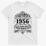70th Birthday Vintage Scroll Border Legends Were Born Age Perfectly 1956 T-Shirt - White