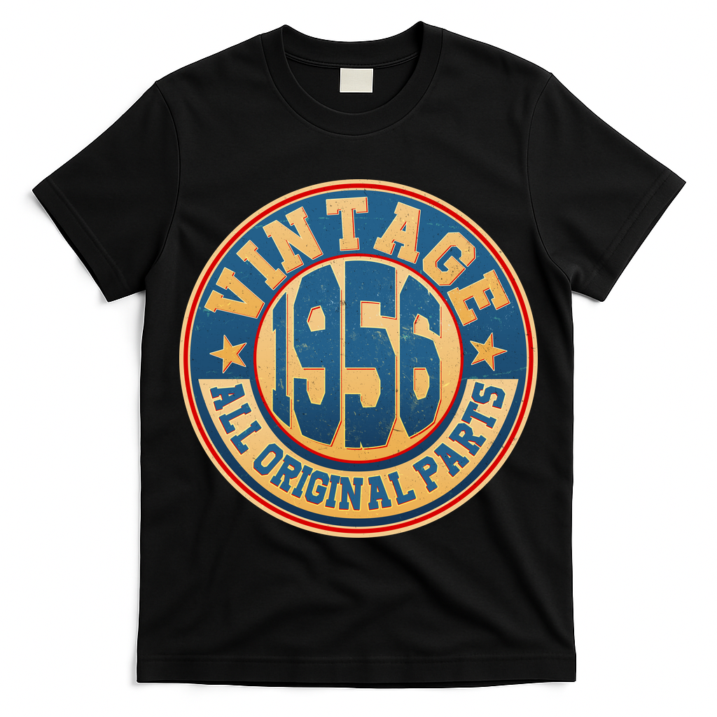 70th Birthday Vintage 1956 All Original Parts Shield Emblem  T-Shirt