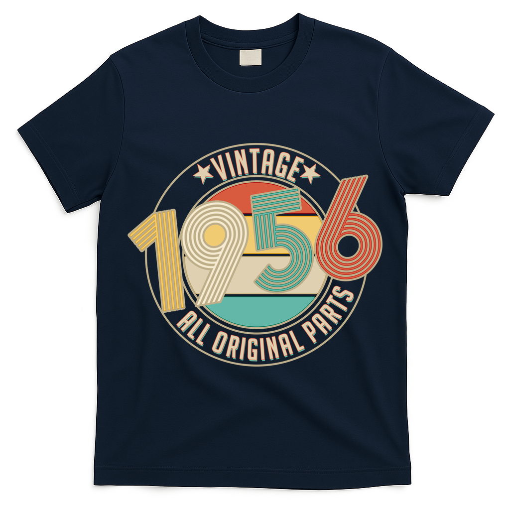 70th Birthday Vintage 1956 All Original Parts Emblem T-Shirt