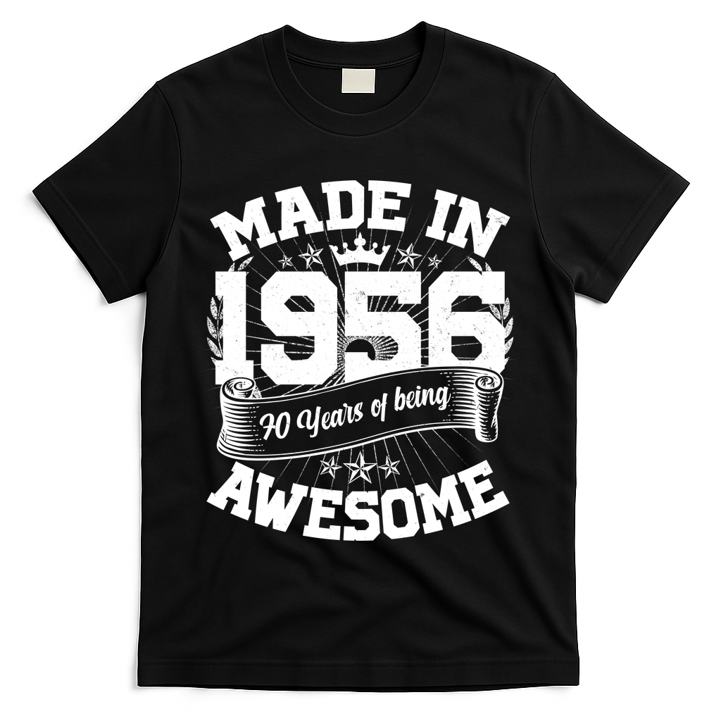 70th Birthday Vintage Crown Made In 1956 70 Years Of Being Awesome T-Shirt