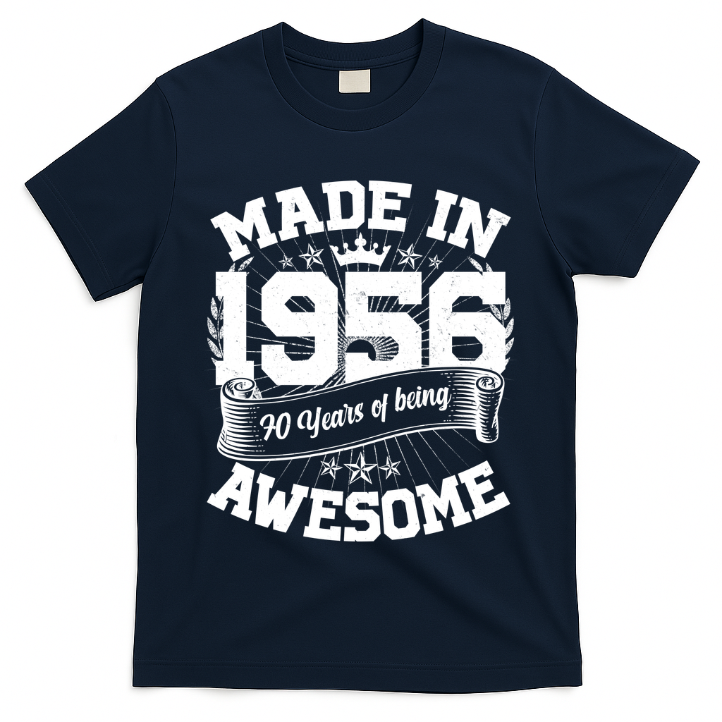 70th Birthday Vintage Crown Made In 1956 70 Years Of Being Awesome T-Shirt