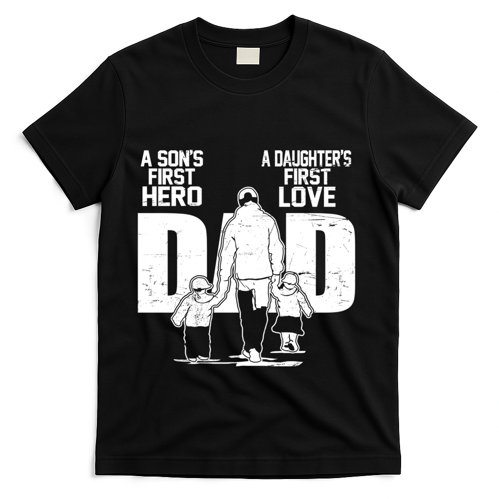 Dad A Sons First Hero Daughters First Love FatherS Day Gift T-Shirt