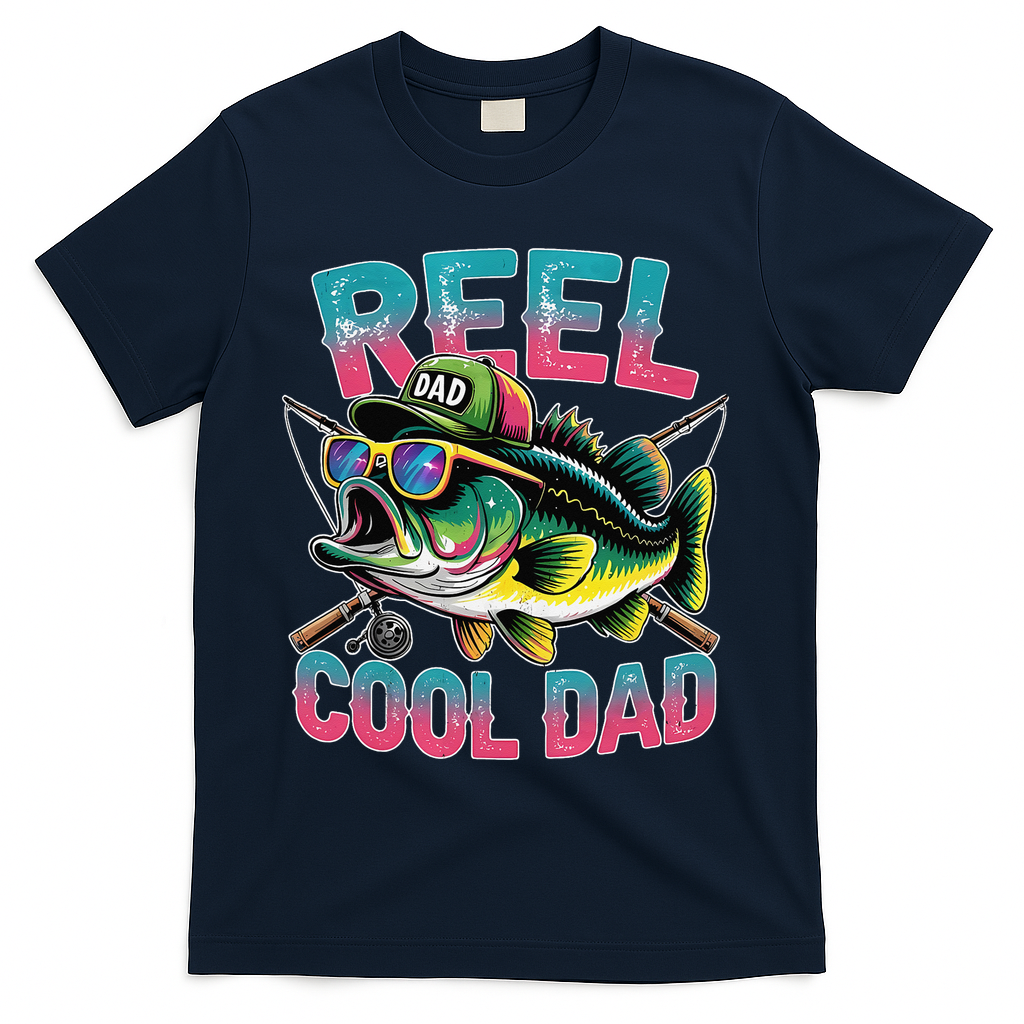 Reel Cool Dad Fishing Fisher Funny Fisherman Fathers Day T-Shirt