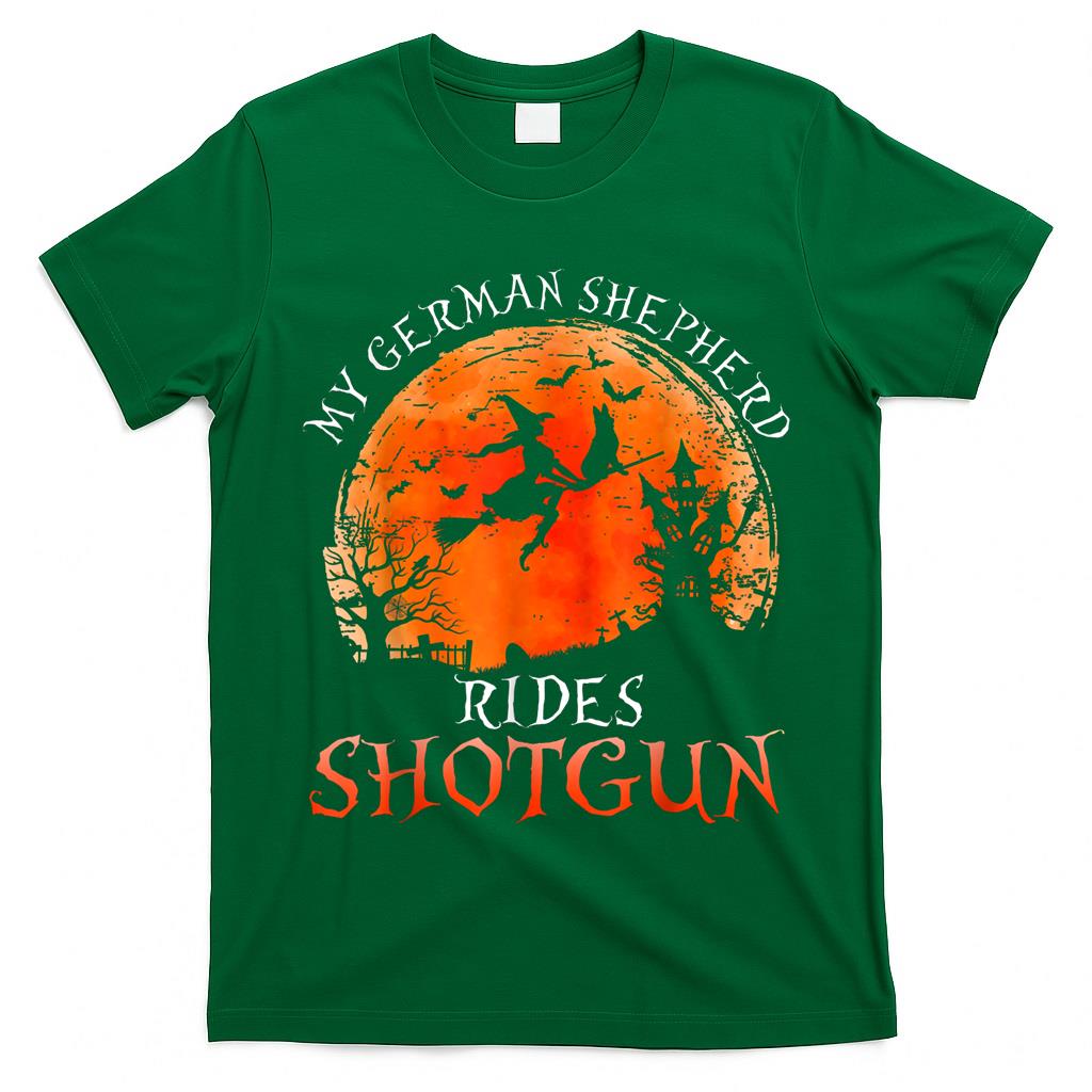 Halloween My German Shepherd Rides Shotgun Trick or Treat T-Shirt