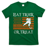 Hat Trick Or Treat Funny Hockey Halloween Costume Kids Boys T-Shirt