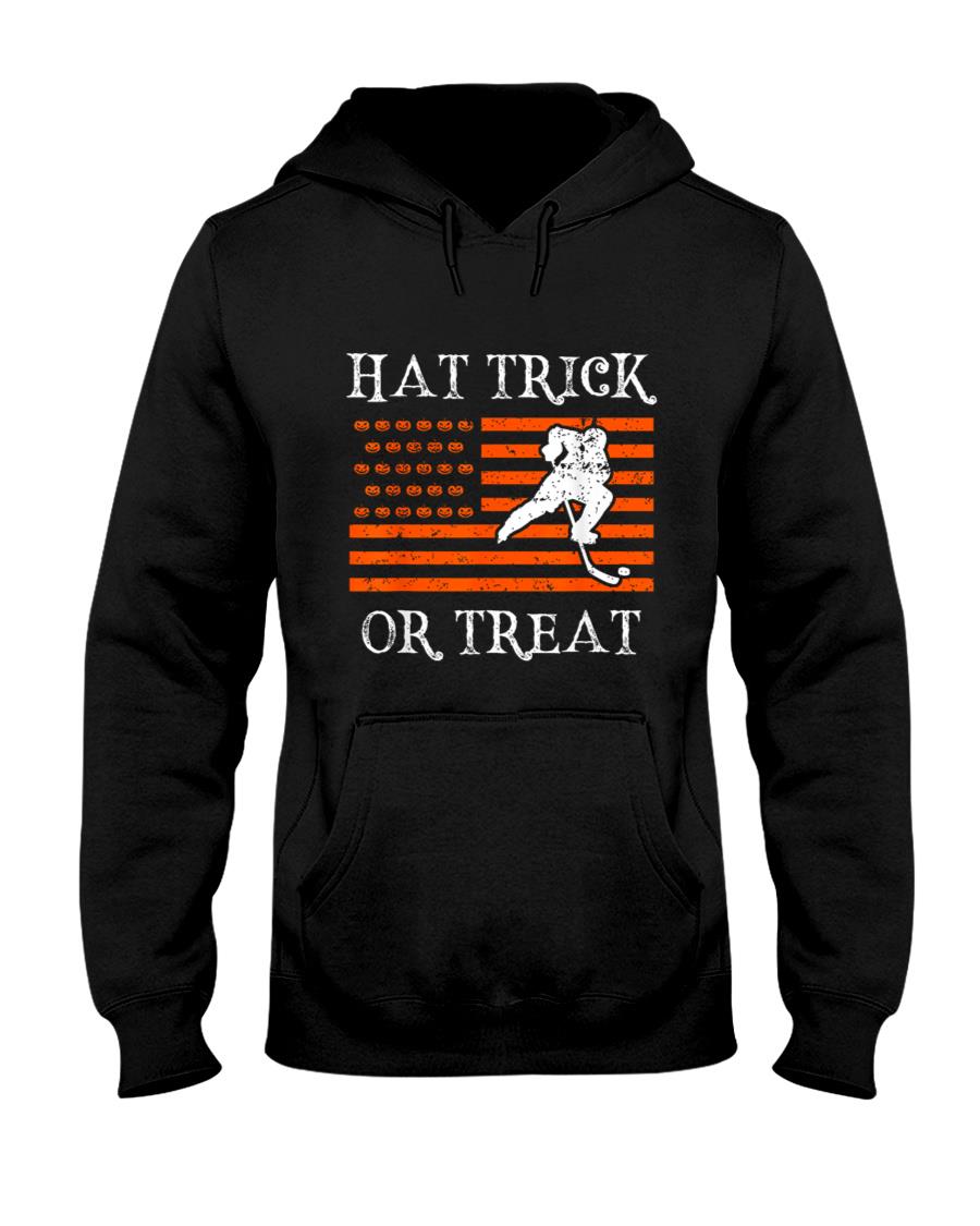 Hat Trick Or Treat Funny Hockey Halloween Costume Kids Boys T-Shirt