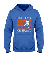 Hat Trick Or Treat Funny Hockey Halloween Costume Kids Boys T-Shirt