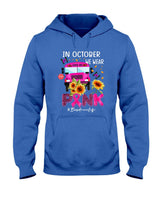In October We Wear Pink Ribbon Bus Driver Life Breast Cancer T-Shirt