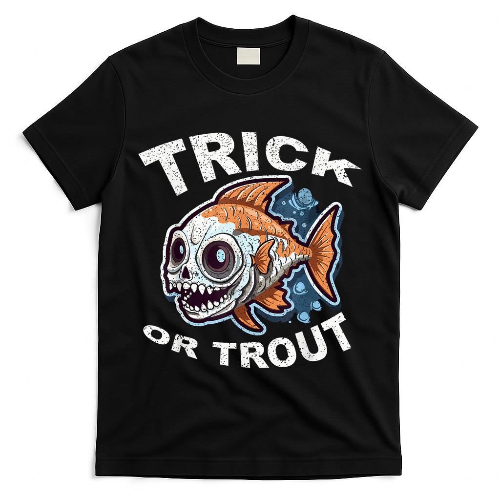 Fish Halloween Fishing Trick Or Treat Spooky Fisherman T-Shirt