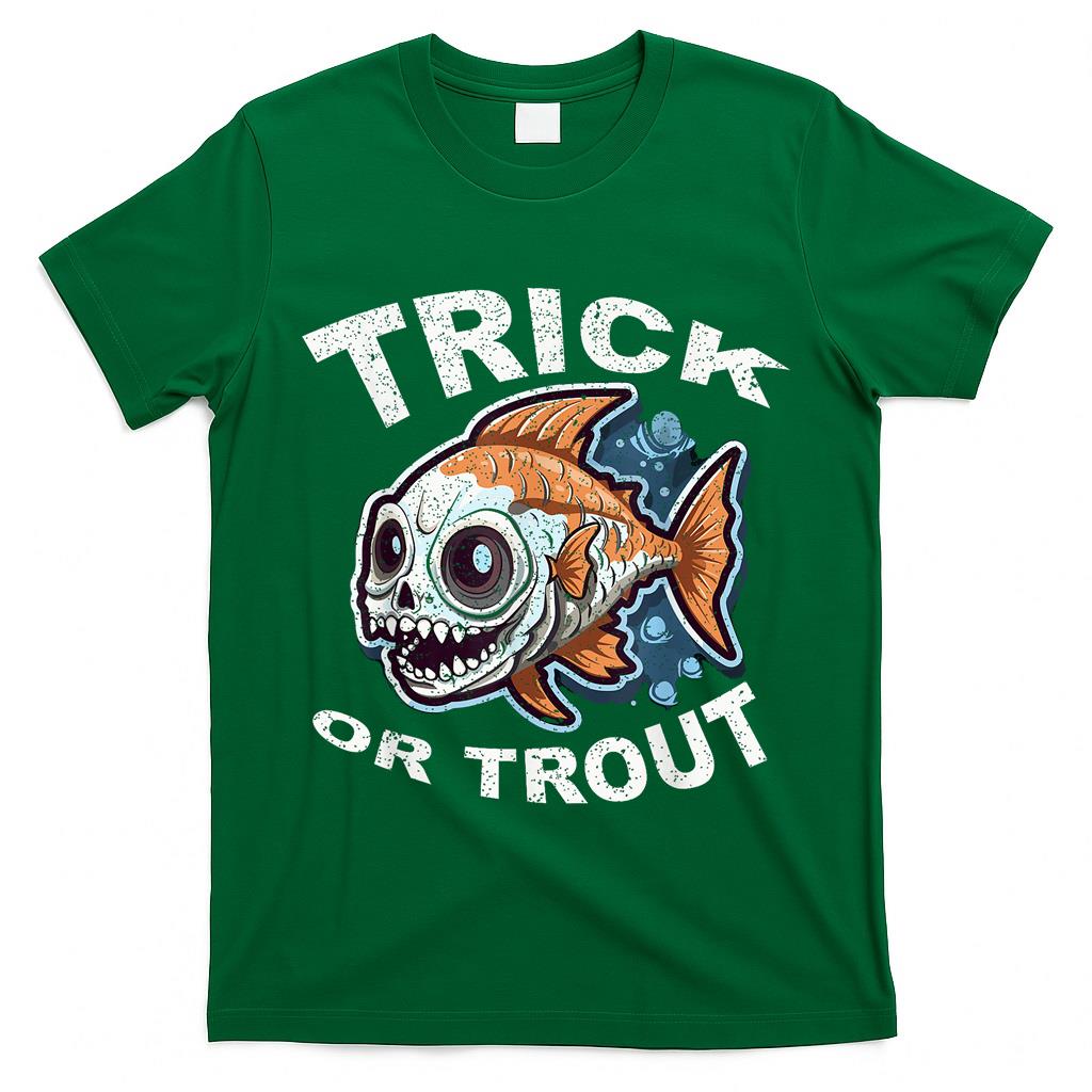 Fish Halloween Fishing Trick Or Treat Spooky Fisherman T-Shirt