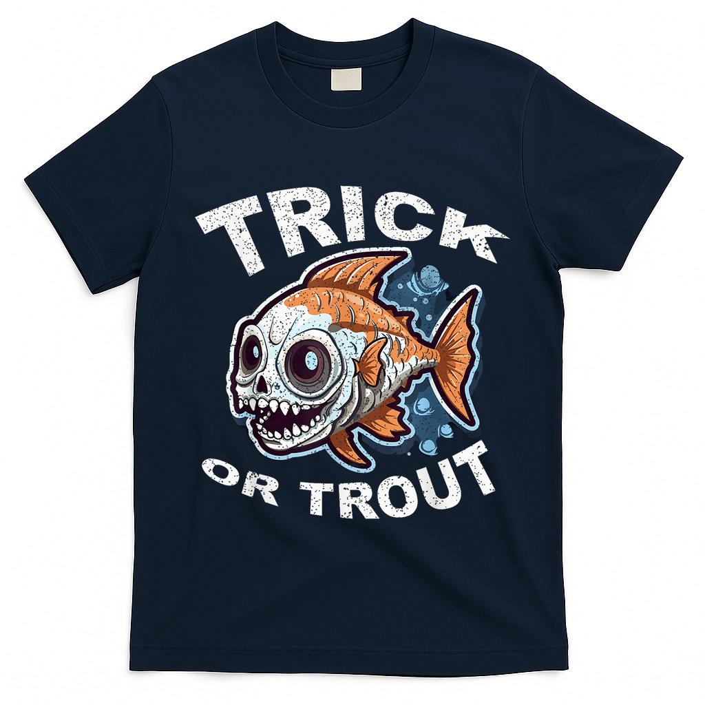 Fish Halloween Fishing Trick Or Treat Spooky Fisherman T-Shirt