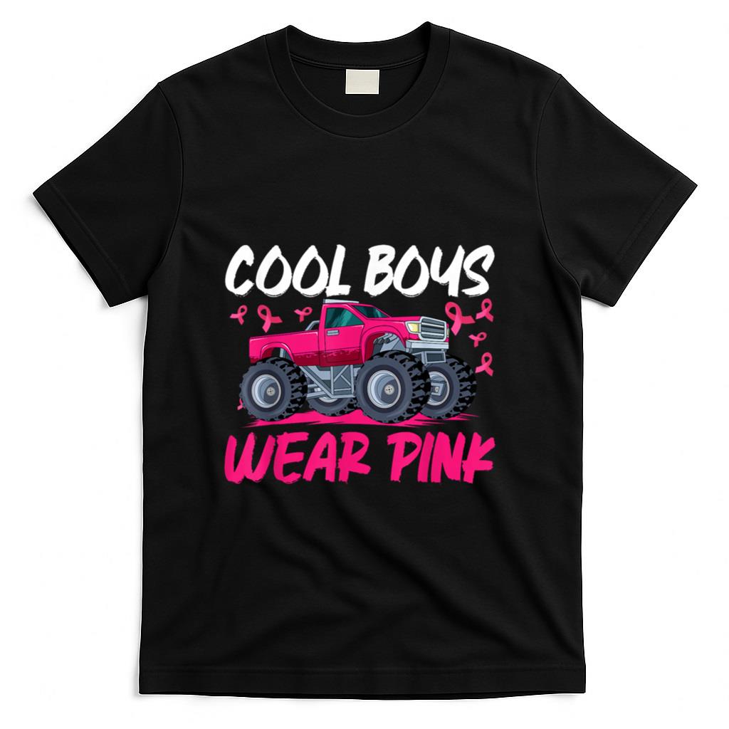 Monster Truck Breast Cancer Awareness Cool Boys Wear Pink T-Shirt