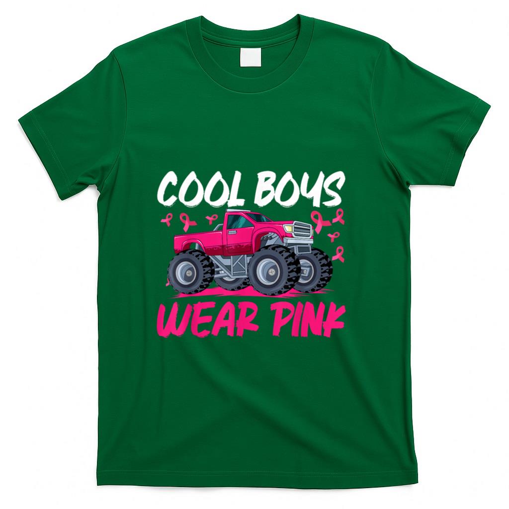 Monster Truck Breast Cancer Awareness Cool Boys Wear Pink T-Shirt