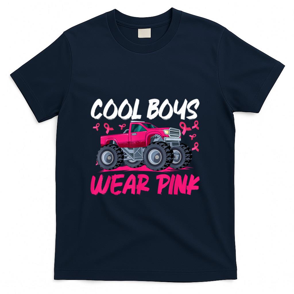 Monster Truck Breast Cancer Awareness Cool Boys Wear Pink T-Shirt