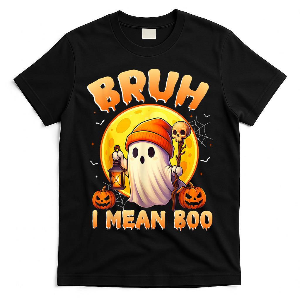 Bruh I Mean Boo Trick or Treat Halloween Ghost Boy Girl Kids T-Shirt