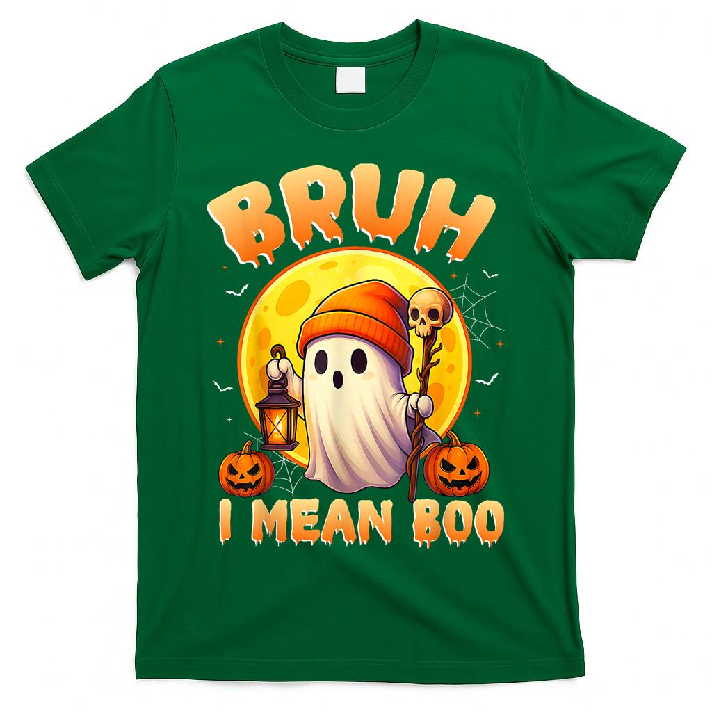 Bruh I Mean Boo Trick or Treat Halloween Ghost Boy Girl Kids T-Shirt